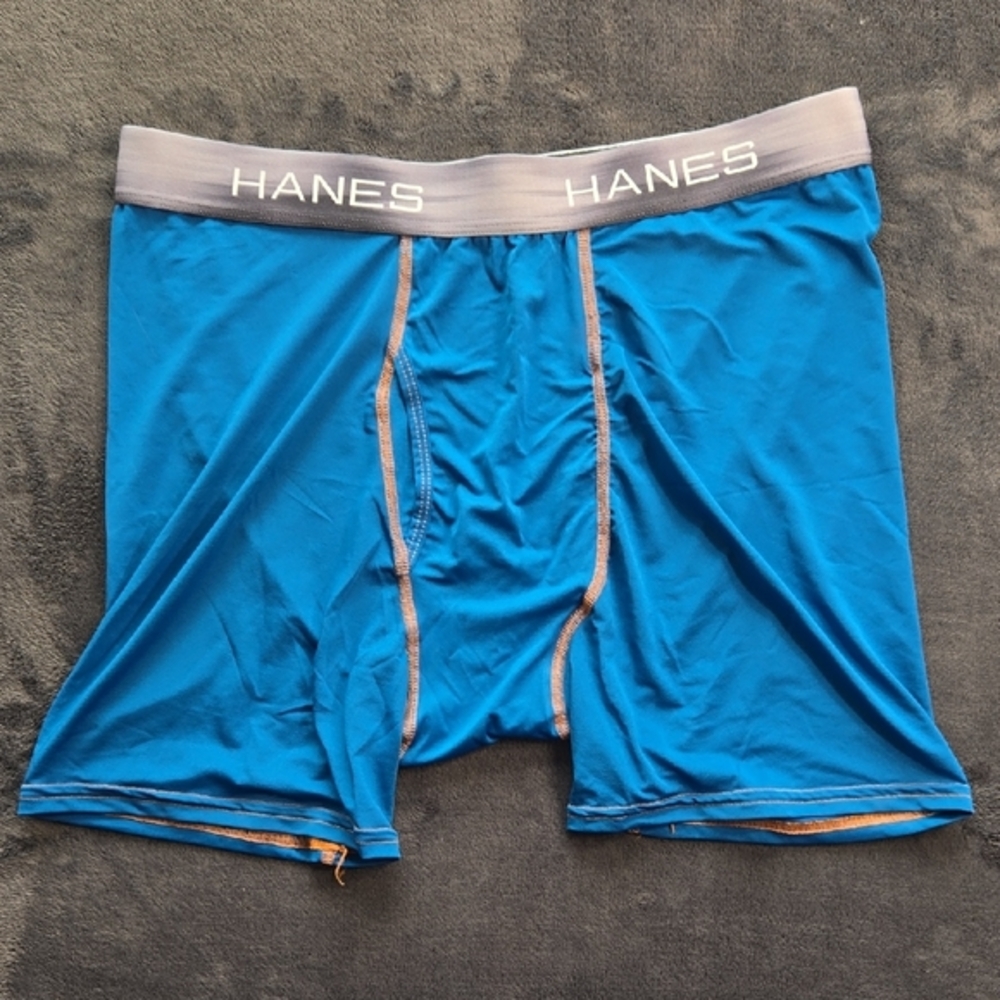 Hanes Blue Boxer Briefs with Elastic Waistband